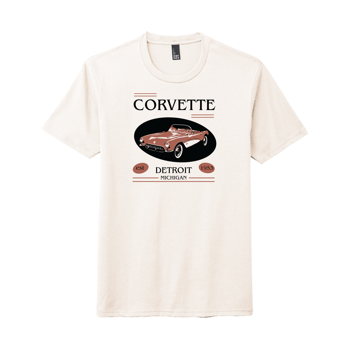 Corvette Detroit Retro Oval Graphic T-Shirt
