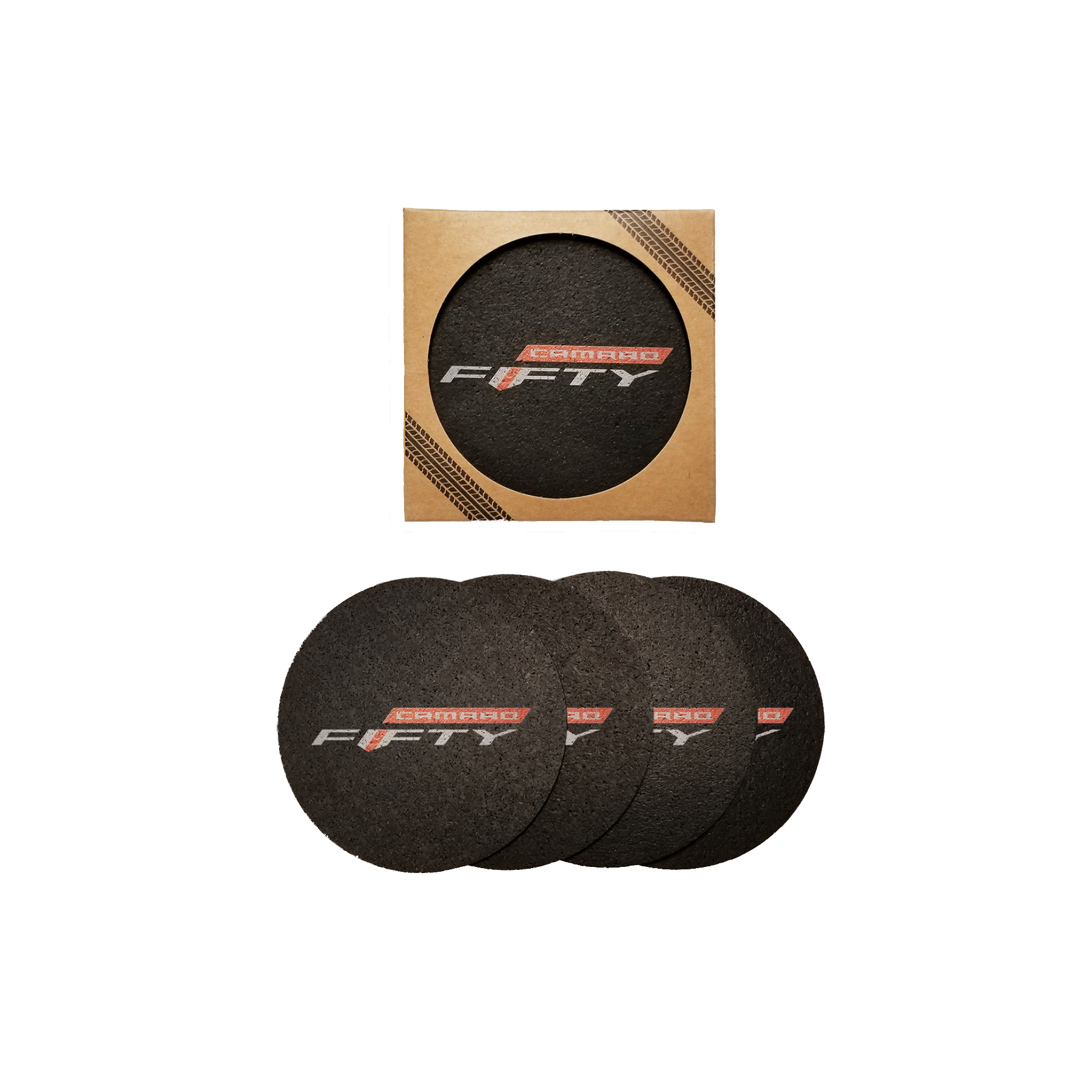 Camaro Fifty Recycled Rubber Tire Coaster Set *Made USA